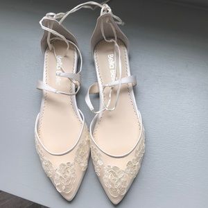 Bella Belle NEW ivory silk flat wedding shoes S8.5
